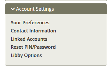 Account settings menu